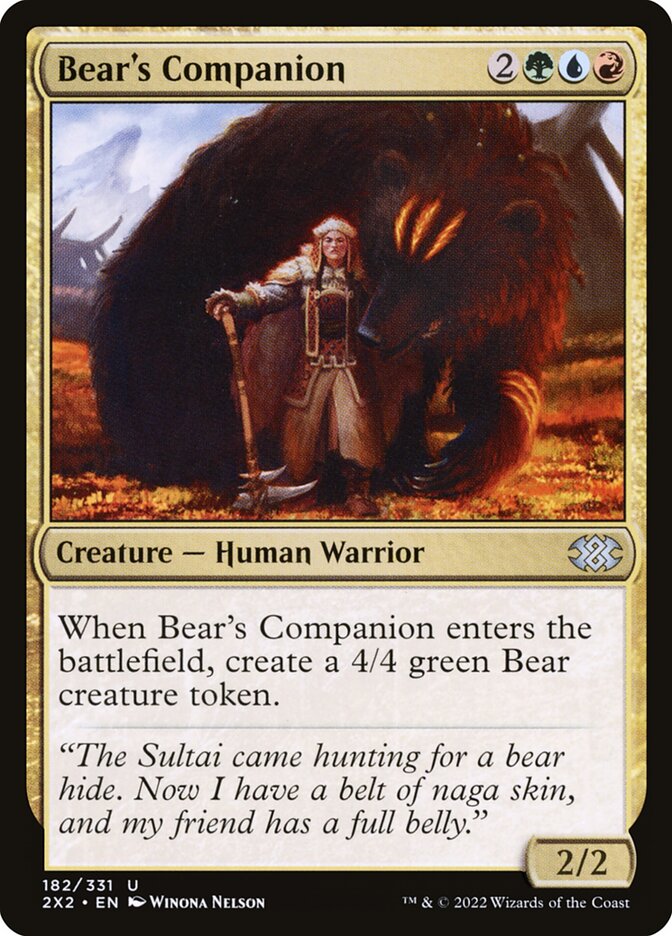 mtg cards with companion MTG Magic the Gathering Bear's Companion (182/686) Double Masters 2022 LP