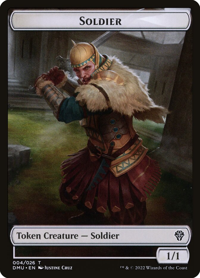 mtg soldier token cards Human (1/1) by Peter Mohrbacher Common Haste Soldier token (Commander Legends) (1/1)