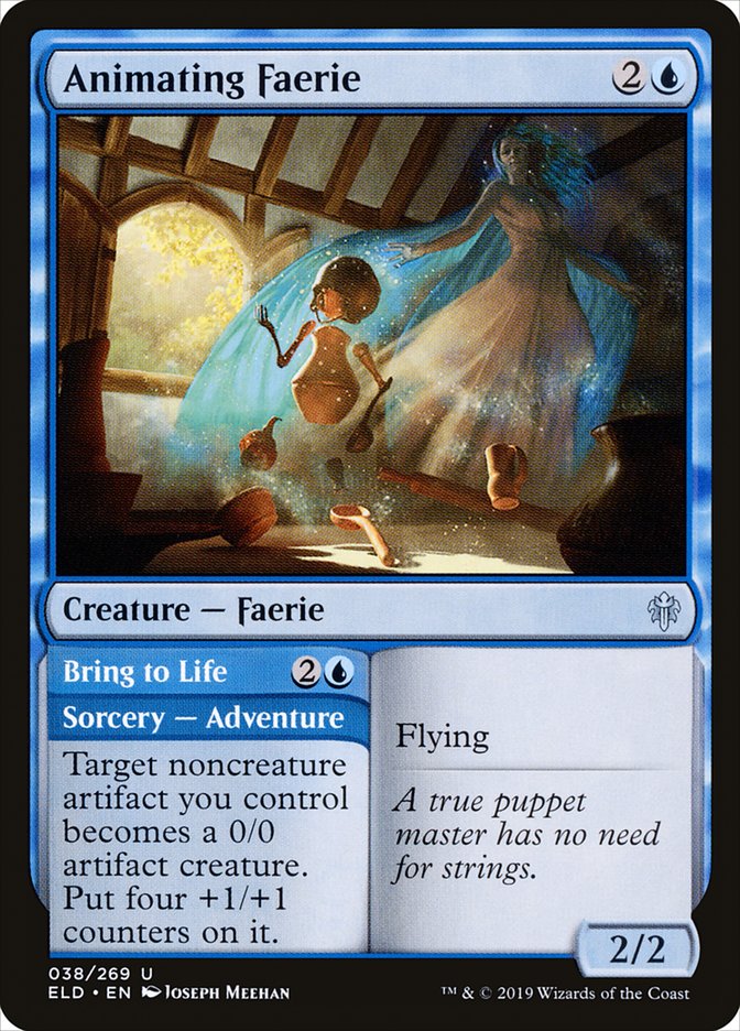 mtg faerie cards MTG Magic the Gathering Animating Faerie (38/533) Throne of Eldraine LP