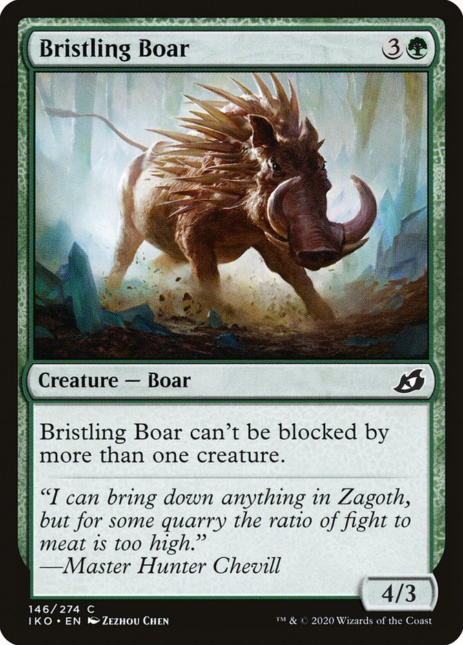 cards that give menace mtg Magic the Gathering MTG Bristling Boar (146) Ikoria Lair of Behemoths LP