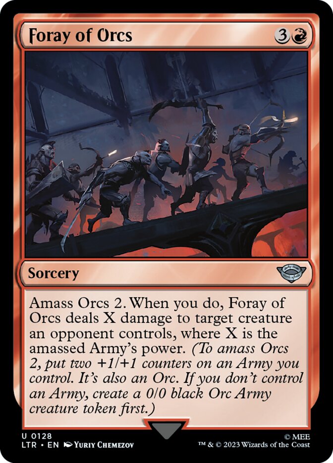 Magic the Gathering Lord of the Rings Tales of Middle-Earth Uncommon Foray of Orcs #128