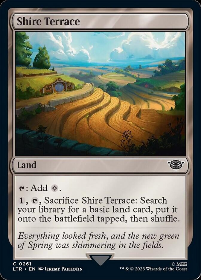 the shire mtg card 401 Games Canada earth (LTR) #50 Illustrated by Dmitry Burmak Magic Shire Terrace (showcase)